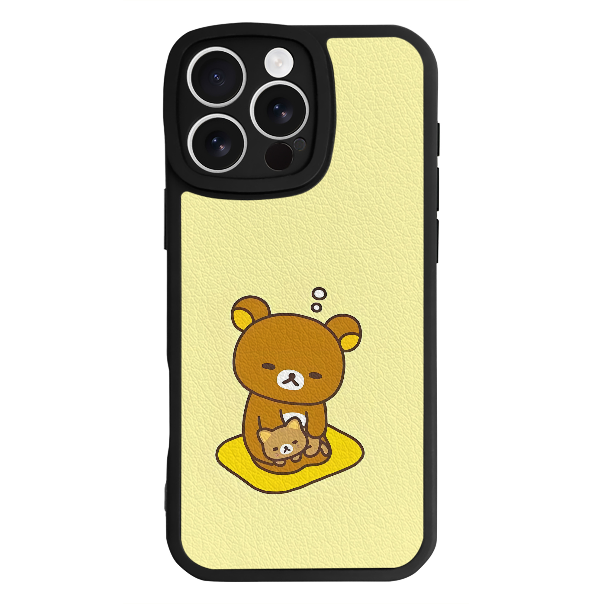 （画像用） リラックマ リラックマ キイロイトリ Rilakkuma Korilakkuma Kiiroitori 【iPhone 16シリーズ対応】シリコンスマホケース（レザー調） 材質：シリコン
